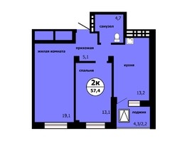 Продается 2-комнатная квартира ЖК Тихие зори, дом Панорама корпус 1, 57.4  м², 6715800 рублей