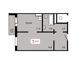 Продается 1-комнатная квартира ЖК Мичурино, дом 2 строение 3, 42  м², 4700000 рублей