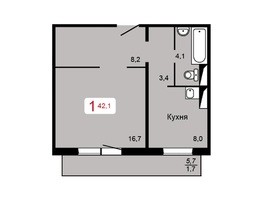 Продается 1-комнатная квартира ЖК Мичурино, дом 2 строение 5, 42.1  м², 4988850 рублей