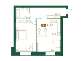 Продается 2-комнатная квартира SALT PARK, 53.65 м², 5850000 рублей