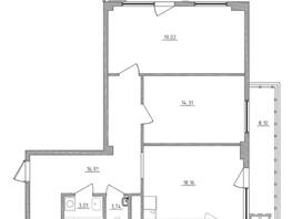 Продается 3-комнатная квартира ЖК 111, 76.86  м&sup2;, 10376100 рублей