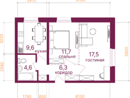 Продается 2-комнатная квартира ЖК Видный-3, блок-секция 4, 51.5  м&sup2;, 8051500 рублей