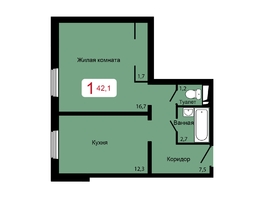 Продается 1-комнатная квартира ЖК Мичурино, дом 2 строение 6, 42.1 м², 5400000 рублей