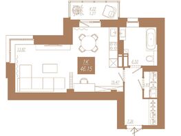 Продается 1-комнатная квартира ЖК АЙВАЗОВSKY (АЙВАЗОВСКИЙ), 2, 46.06 м², 6909000 рублей