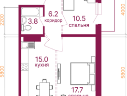 Продается 2-комнатная квартира ЖК Видный-3, блок-секция 4, 59.6  м&sup2;, 9009000 рублей