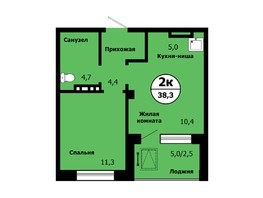 Продается 2-комнатная квартира ЖК Тихие зори, дом Стрелка, корпус 1, 38.3  м², 5100000 рублей