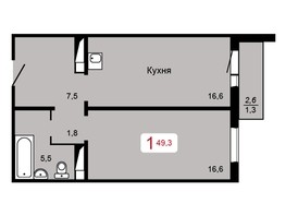 Продается 1-комнатная квартира ЖК Мичурино, дом 2 строение 1, 49.3  м², 5620200 рублей