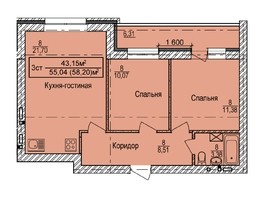 Продается 3-комнатная квартира ЖК Дивногорский, дом 22, 58.2  м², 6925800 рублей