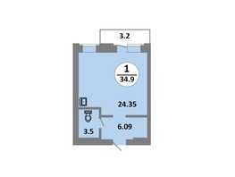 Продается 1-комнатная квартира ЖК Снегири, дом 11, 34.9  м², 4200000 рублей