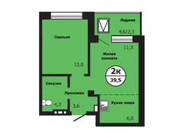 Продается 2-комнатная квартира ЖК Тихие зори, дом Гранит корпус 2, 39.4  м², 5811500 рублей