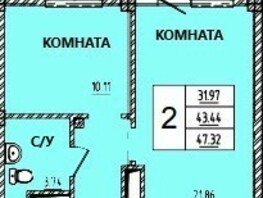 Продается 2-комнатная квартира ЖК Дом на Светлова, 47.45  м², 4982250 рублей
