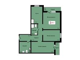 Продается 3-комнатная квартира ЖК Мичурино, дом 2 строение 7, 85.9  м², 8100000 рублей