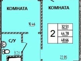 Продается 2-комнатная квартира ЖК Дом на Светлова, 48.79  м², 5122950 рублей