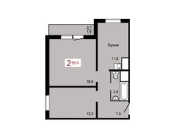 Продается 2-комнатная квартира ЖК Мичурино, дом 2 строение 2, 55.9  м², 6000000 рублей