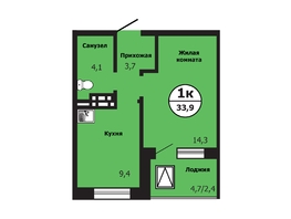 Продается 1-комнатная квартира ЖК Тихие зори, дом Гранит корпус 1, 33.5  м&sup2;, 5929500 рублей
