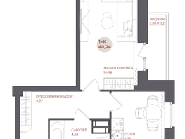 Продается 1-комнатная квартира ЖК Звезда, 40.24  м&sup2;, 5271440 рублей