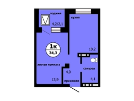 Продается 1-комнатная квартира ЖК Тихие зори, дом Панорама корпус 2, 34.3  м², 4870600 рублей
