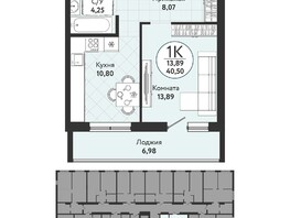 Продается 1-комнатная квартира ЖК Одоевский, дом 4, 40.5 м², 4388900 рублей