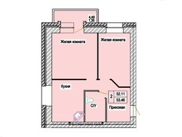 Продается 2-комнатная квартира ЖК Соколовская, дом 60, 52.11  м², 5188000 рублей