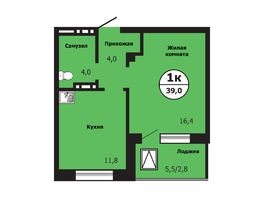 Продается 1-комнатная квартира ЖК Тихие зори, дом Гранит корпус 1, 38.7  м&sup2;, 6288750 рублей
