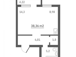 Продается 2-комнатная квартира НОВАЯ ЖИЗНЬ, 38.36 м², 2570120 рублей
