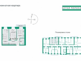 Продается 2-комнатная квартира ЖК Белая полоса, 52.92  м², 5715360 рублей