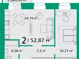 Продается 2-комнатная квартира ЖК Белая полоса, 52.87  м², 5263526 рублей