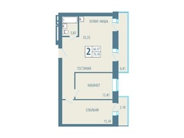 Продается 2-комнатная квартира ЖК Рябиновый, 76.35  м², 8377000 рублей