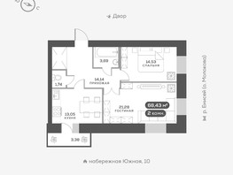 Продается 2-комнатная квартира ЖК Южный берег, дом 21, 68.43  м², 10400000 рублей
