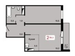 Продается 2-комнатная квартира ЖК Мичурино, дом 2 строение 1, 56.3  м², 5900000 рублей