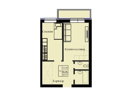 Продается 1-комнатная квартира ЖК Космос, 43.17  м&sup2;, 8418150 рублей