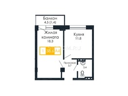 Продается 1-комнатная квартира ЖК Мичуринские аллеи, дом 1, 38.6  м², 4870000 рублей