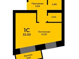 Продается 1-комнатная квартира ЖК Ривьера-Солонцы, дом 2, 32  м², 3493750 рублей