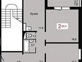 Продается 2-комнатная квартира ЖК Мичурино, дом 2 строение 1, 60.9  м², 6350000 рублей