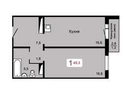 Продается 1-комнатная квартира ЖК Мичурино, дом 2 строение 4, 49.3  м², 5423000 рублей