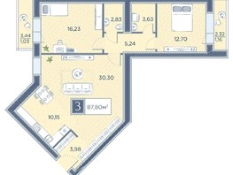 Продается 3-комнатная квартира ЖК Преображенский, дом 7, 87.8  м², 10711600 рублей
