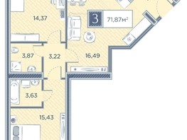 Продается 3-комнатная квартира ЖК Преображенский, дом 7, 71.87  м², 9199360 рублей