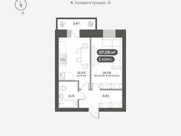 Продается 1-комнатная квартира ЖК Академгородок, дом 5, 37.28  м², 6800000 рублей