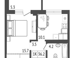 Продается 1-комнатная квартира ЖК Emotion (Эмоушн), 36.2  м², 5792000 рублей