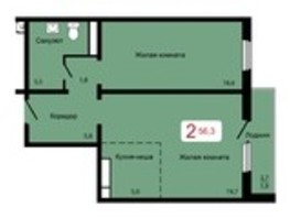 Продается 2-комнатная квартира ЖК Мичурино, дом 2 строение 6, 56.3  м², 5600000 рублей