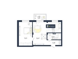 Продается 2-комнатная квартира ЖК Живём эко-район, 4 квартал дом 2, 58.59  м², 6357015 рублей