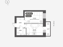 Продается 1-комнатная квартира ЖК Академгородок, дом 5, 35.14 м², 7600000 рублей