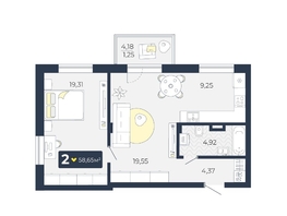 Продается 2-комнатная квартира ЖК Живём, Квартал 6.1, дом 1, 58.65  м², 6193440 рублей