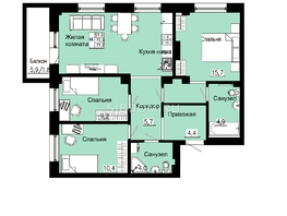 Продается 4-комнатная квартира ЖК Emotion (Эмоушн), 77.5  м², 10381800 рублей