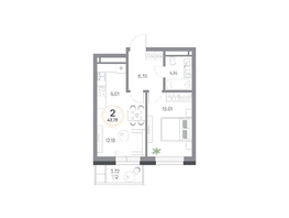 Продается 2-комнатная квартира ЖК Юдинский, дом 1.4, 42.73  м², 5025048 рублей