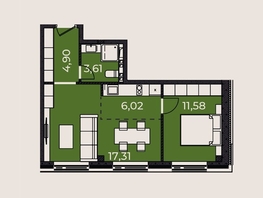 Продается 2-комнатная квартира АК Сады, 43.42  м², 3850000 рублей