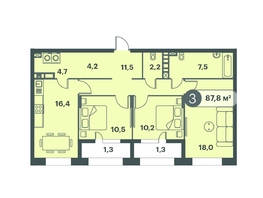 Продается 3-комнатная квартира ЖК Три Клёна, дом 1, 87.8  м², 10536000 рублей