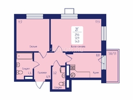 Продается 2-комнатная квартира ЖК Univers (Универс), 2 квартал, 54.4  м², 7800000 рублей