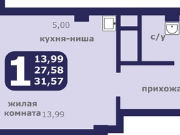 Продается 1-комнатная квартира ЖК Звездный, 31.57  м², 4680368 рублей