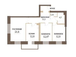 Продается 3-комнатная квартира Южная наб, 81.5  м², 13500000 рублей